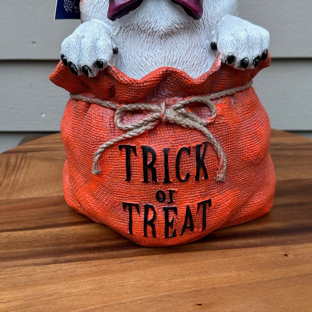 Humane Society French Bulldog Halloween Trick or Treat Sack Figurine 14in White - Picture 12 of 14